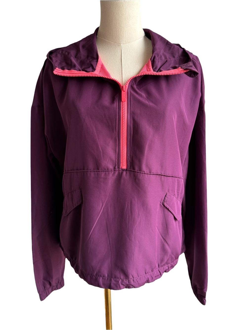 Diadora Half Zip Jacket Womens M Purple Lightweight Cropped Pullover Coat Sporty